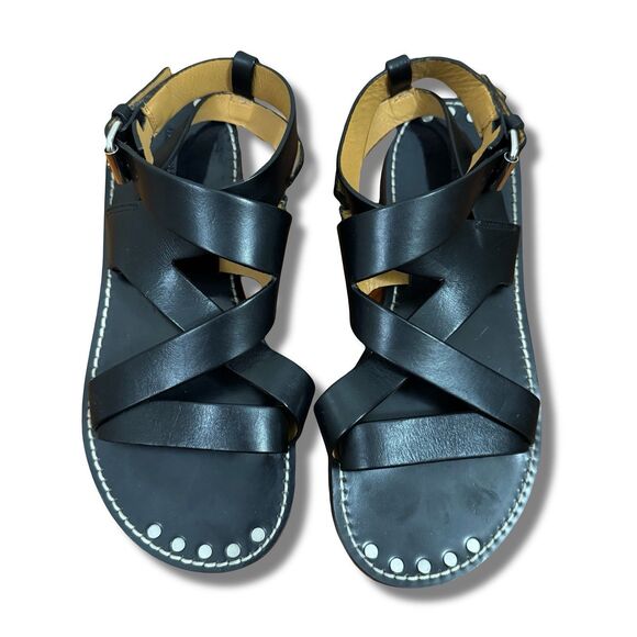 Isabel Marant Noelly city strappy sandal black leather sz 40 originally $595 - Picture 1 of 8